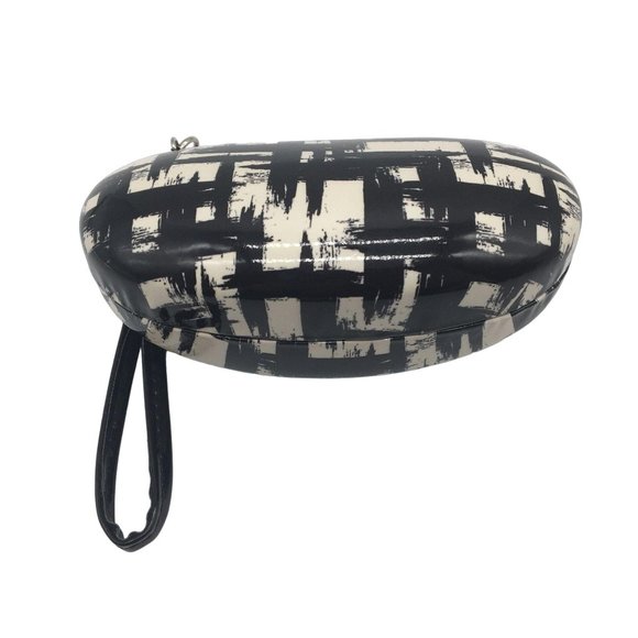 Ellen Tracy Hard Shell Eyeglass Case Wrist Handle Black White 6.5 x 2.5 x 2 1/4 - Picture 1 of 5